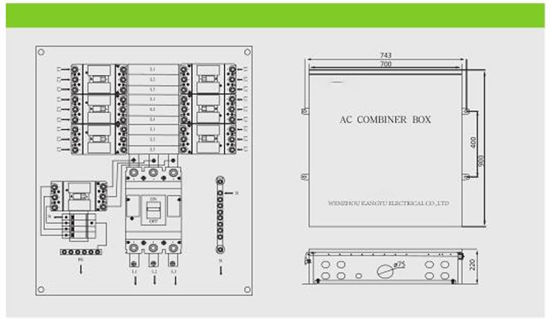 Ac Combiner Box Internal Layout and Dimension