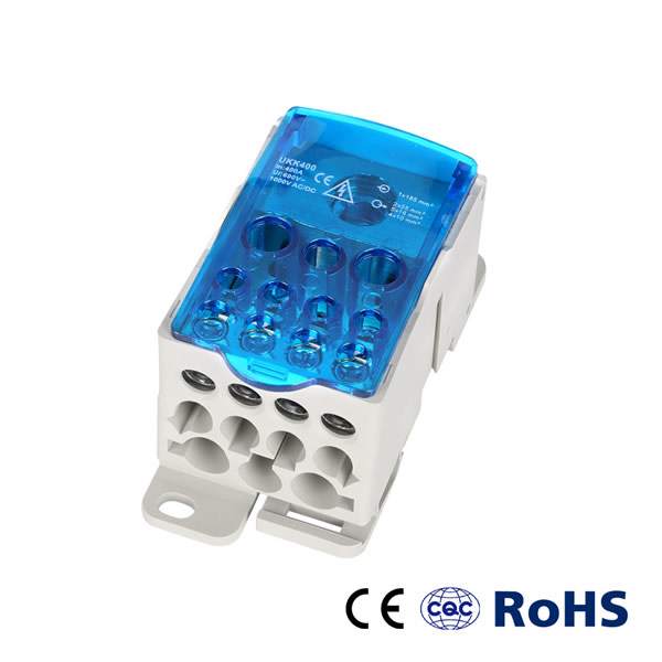 China Ukk 400A 35 mm DIN Rail Wiring Distribution Block Junction Box
